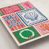 "Seas" - Holiday Cards in Cerulean by Jenna Holcomb - Detail