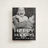 "Happy Holidays Retro Lettering" - Holiday Cards in Snow by Becky Nimoy - Front