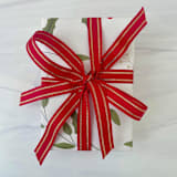 "Red and Gold Stripe Holiday Ribbon 5/8" x 15 feet" - Holiday Ribbons and Bows in red by Honey Silks Co
