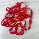 "Red and Gold Stripe Holiday Ribbon 5/8" x 15 feet" - Holiday Ribbons and Bows in red by Honey Silks Co