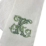 "Embroidered Monogram Wreath Sash" - Holiday Ribbons and Bows in white by Virginia Marcello