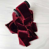 "2" Silk Velvet Ribbon - Scarlet" - Holiday Ribbons and Bows in red by Honey Silks Co