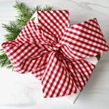 "Mini Gingham Check Holiday Ribbon" - Holiday Ribbons and Bows in red by Honey Silks Co