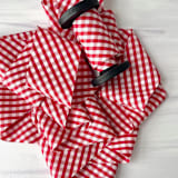 "Mini Gingham Check Holiday Ribbon" - Holiday Ribbons and Bows in red by Honey Silks Co