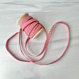 "1/4" x 15 feet Vertical Stripe Holiday Ribbon" - Holiday Ribbons and Bows in red by Honey Silks Co