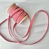 "1/4" x 15 feet Vertical Stripe Holiday Ribbon" - Holiday Ribbons and Bows in red by Honey Silks Co