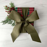 "Olive 2" x 15 ft Holiday Ribbon" - Holiday Ribbons and Bows in green by Honey Silks Co
