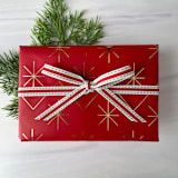 "3/8" Red and Green Stitch Holiday Ribbon" - Holiday Ribbons and Bows in red by Honey Silks Co