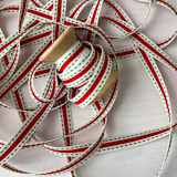"3/8" Red and Green Stitch Holiday Ribbon" - Holiday Ribbons and Bows in red by Honey Silks Co