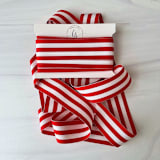 "Bold Stripe Holiday 1.5" x 5 yards" - Holiday Ribbons and Bows in red by Honey Silks Co