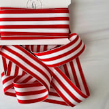 "Bold Stripe Holiday 1.5" x 5 yards" - Holiday Ribbons and Bows in red by Honey Silks Co