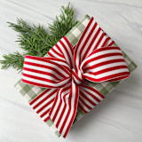 "Red Stripe 1.5" x 15 ft Holiday Ribbon" - Holiday Ribbons and Bows in red by Honey Silks Co