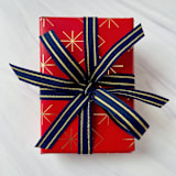 "Navy and Gold Stripe Holiday Ribbon 5/8" x 15 feet" - Holiday Ribbons and Bows in gold by Honey Silks Co