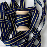 "Navy and Gold Stripe Holiday Ribbon 5/8" x 15 feet" - Holiday Ribbons and Bows in gold by Honey Silks Co