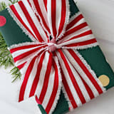 "2" Cotton Hand Frayed Striped Holiday Ribbon" - Holiday Ribbons and Bows in red by Honey Silks Co