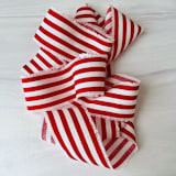 "2" Cotton Hand Frayed Striped Holiday Ribbon" - Holiday Ribbons and Bows in red by Honey Silks Co