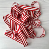 "Red Stripe 7/8" x 15 ft Holiday Ribbon" - Holiday Ribbons and Bows in red by Honey Silks Co