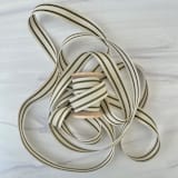 "Cream and Green Ticking Holiday Ribbon 5/8" x 15 feet" - Holiday Ribbons and Bows in green by Honey Silks Co