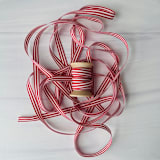 "3/8" x 15 ft Red Stripe Holiday Ribbon" - Holiday Ribbons and Bows in red by Honey Silks Co