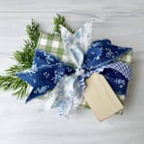 "Cottage Christmas Ribbon Set in Blue" - Holiday Ribbons and Bows in blue by Honey Silks Co