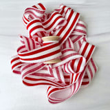 "1.5" Hand Frayed Cotton Stripe Ribbon" - Holiday Ribbons and Bows in red by Honey Silks Co
