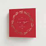 "Wrapped Wreath" - Holiday Cards in Poinsettia by Amy Kross - Folded Card