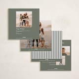 "Striped Frame" - Holiday Cards in Sage Green by Lucrecia Caporale - Back of Card Options