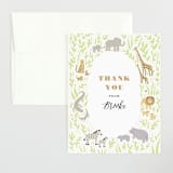"Savannah animals" - Baby Shower Thank You Cards in Sage by Jennifer Wick - Front