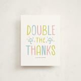 "Due With Two" - Flat Baby Shower Thank You Cards in Dandelion by Susan Asbill - Front