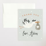 "Stork Delivery" - Baby Shower Thank You Cards in Moon by Chryssi Tsoupanarias - Front