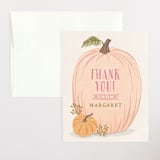 "Autumn Pumpkin" - Baby Shower Thank You Cards in Peach by Karidy Walker - Front