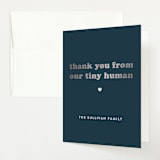 "Tiny Human" - Baby Shower Thank You Cards in Whale by Corinne Malesic - Front