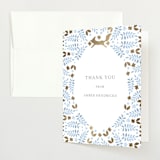 "Foxy Baby Shower" - Baby Shower Thank You Cards in Denim by Hallie Fischer - Front