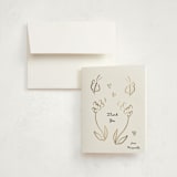 "Golden Flowers" - Foil-Pressed Baby Shower Thank You Cards in Cloud by Ani Somi - Card with Envelope