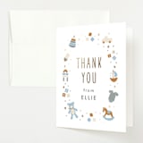 "Toys" - Baby Shower Thank You Cards in Powder Blue by JeAnna Casper - Front