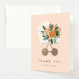 "Floral Pram" - Baby Shower Thank You Cards in Blush by Corie Page - Front
