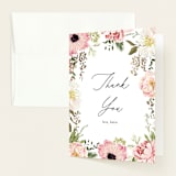 "Timeless Blooms" - Baby Shower Thank You Cards in Peony by Susan Moyal - Front