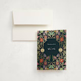 "Gilded Tapestry" - Baby Shower Thank You Cards in Midnight Garden by Simona Camp - Card with Envelope