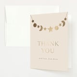 "Night Sky Garland" - Baby Shower Thank You Cards in Ecru by Angela Thompson - Front