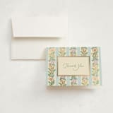"Vintage blossom" - Foil-Pressed Baby Shower Thank You Cards in Sky by Creo Study - Card with Envelope