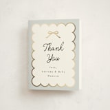 "Scallop & Little Bow" - Foil-Pressed Baby Shower Thank You Cards in Sky by Maria Alou - Front