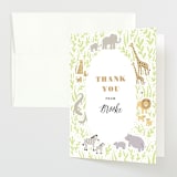 "Savannah animals" - Baby Shower Thank You Cards in Sage by Jennifer Wick - Front