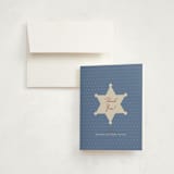 "Baby Sheriff" - Baby Shower Thank You Cards in Cream by Ilene Guy - Card with Envelope