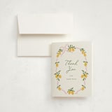 "Lemon and Ribbon" - Baby Shower Thank You Cards in Pink Lemonade by Angela Garrick - Card with Envelope