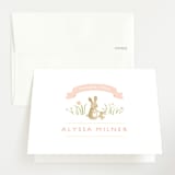 "Springtime Bunnies" - Baby Shower Thank You Cards in Blush by Jennifer Wick - Front