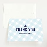 "B(A)B(Y)Q" - Baby Shower Thank You Cards in Sky Blue by Lauren Chism - Front