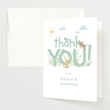 "Little pups" - Baby Shower Thank You Cards in Mint by Jennifer Wick - Front