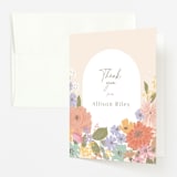 "Petite Garden" - Baby Shower Thank You Cards in Flamingo by Jennifer Wick - Front