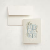 "Botanical Blocks" - Baby Shower Thank You Cards in Baby Blue by Itsy Belle Studio - Card with Envelope