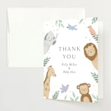 "Jungle Animals" - Baby Shower Thank You Cards in Mint by Christy Hy Lee - Front